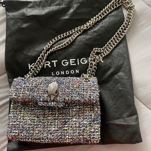 Kurt Geiger London Mini Tweed  Kensington - Black with pops of red, blue yellow